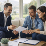 Rochester MN real estate agent reviewing home purchase documents with buyers